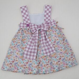 Vestido Tirantes Flores Vichy Magenta Baby Kids