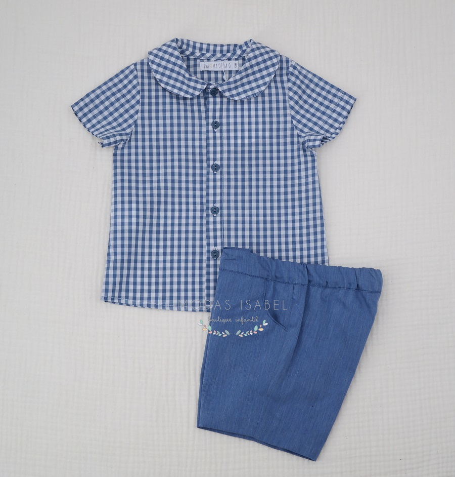 Conjunto Niño Vichy Azul Paloma de la O