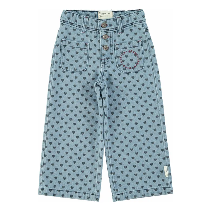 Pantalón Cropped Denim Corazones Piupiuchick