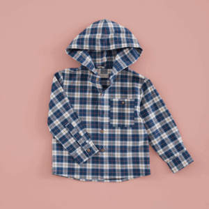 Sobrecamisa Capucha Tartan Azul Tinta Mi Canesu