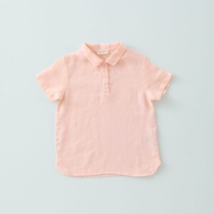 Camisa Lino Manga Corta Rosa Mi Canesu